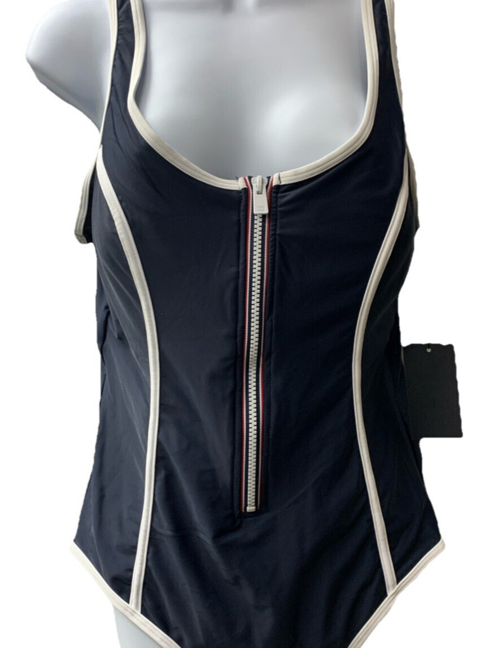 Tommy Hilfiger TZ3MS748 Women's Swimsuit Half Zip One Piece Swimwear Size XXL